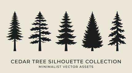 Obraz premium Pine tree silhouette collection