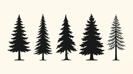 Obraz premium Pine tree silhouettes variety