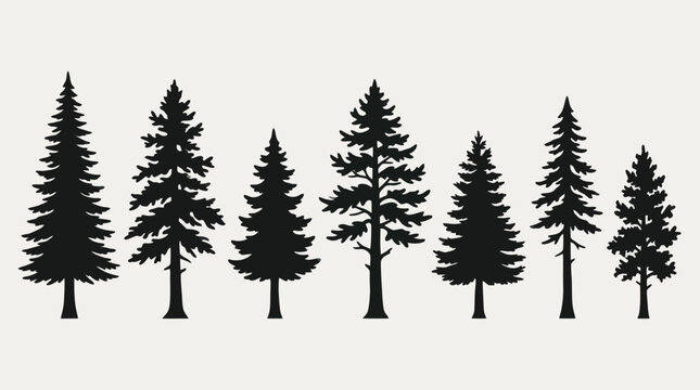 Pine tree silhouettes collection