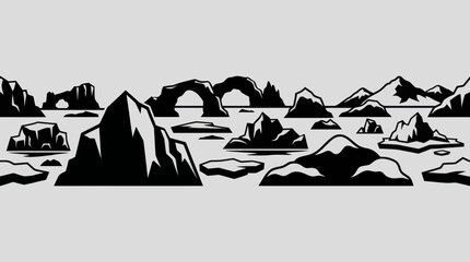 Rocky coastline landscape illustration © Sempolan