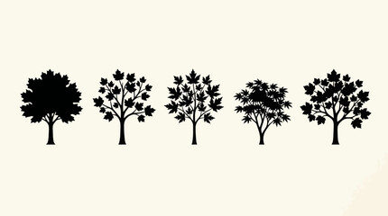 Fototapeta premium Set of stylized trees silhouettes