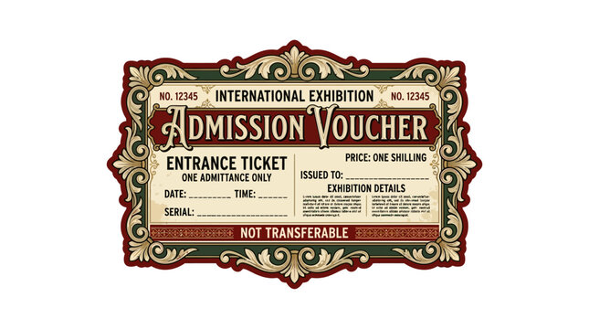 Vintage Admission Voucher Ticket - International Exhibition Entrance Pass