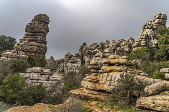 The extraordinary karst formations in the El Torcal nature reserve near Antequera, Andalusia, Spain