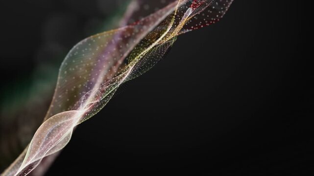 Fantastic video animation with particle wave object in slow motion, 4096x2304 loop 4K