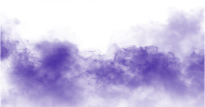 Purple smoke cloud fog dust isolated on transparent background. Colorful smoke smog misty fog steam explosion special effect. Smoke texture for Compositing, covering, overlay, design elements, PNG