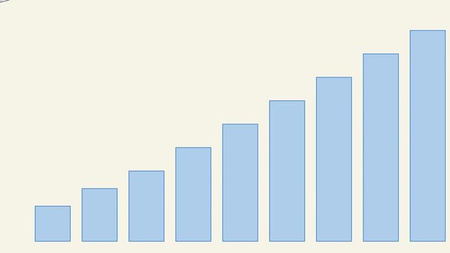 Animated bar chart showing business growth and financial success with rising blue columns animation 4k