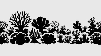 Silhouetted coral reef border pattern © Star