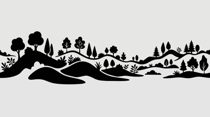 Stylized natural landscape silhouette border © Stok