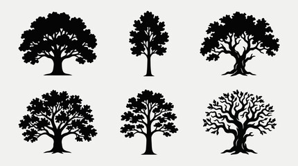 Fototapeta premium Tree silhouettes collection