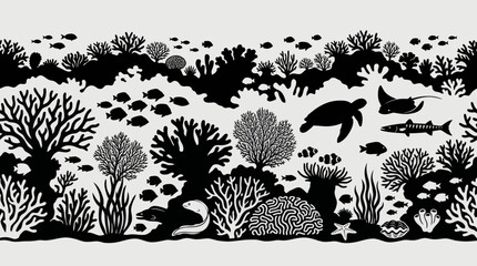 Underwater coral reef ecosystem illustration © UDIN BADEG