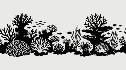 Underwater coral reef scene silhouette © UDIN BADEG