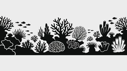 Underwater coral reef scene silhouette © UDIN BADEG