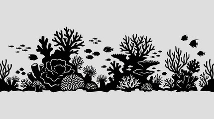 Underwater coral reef silhouette collection © UDIN BADEG