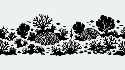 Underwater coral reef silhouette border © UDIN BADEG