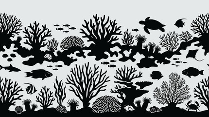 Underwater coral reef silhouette scene © UDIN BADEG