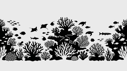 Underwater coral reef silhouette scene © UDIN BADEG