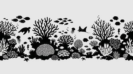 Underwater coral reef silhouette scene © UDIN BADEG