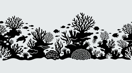 Underwater coral reef silhouettes © UDIN BADEG