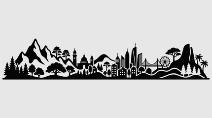 Urban and natural landscape silhouette © UDIN BADEG