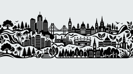 Obraz premium Urban landscape panorama silhouette