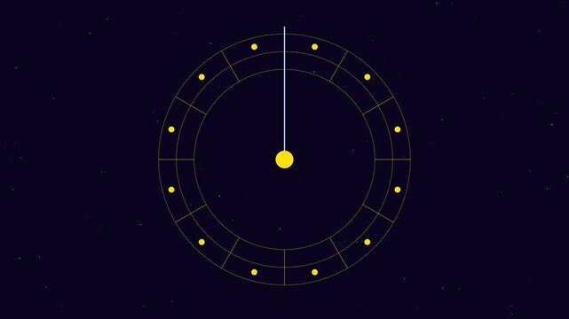 Minimalist circular loading animation with rotating clockwise pointer on dark 4k background, for ui and, digital interface projects