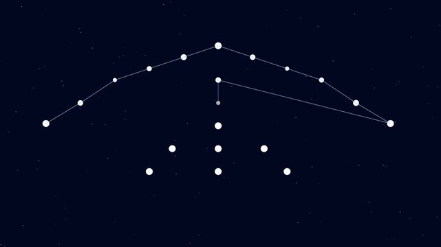 Abstract constellation connecting dots animation on dark starry night sky 4k background, connection lines