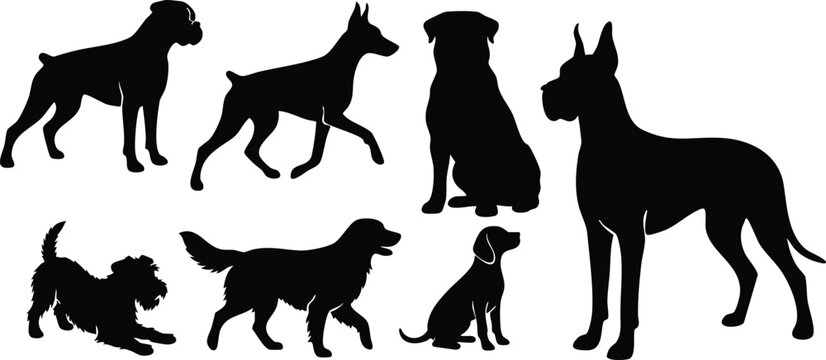 Dog Silhouette Bundle | Premium Black Dog Breed Silhouettes Vector Clipart for Cricut, Laser Cutting & Commercial Use
