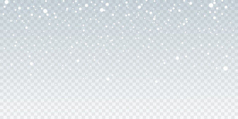 Obraz premium Elegant winter snowfall with floating white snowflakes and soft luminous bokeh. Transparent overlay isolated on a PNG background for Christmas and New Year graphics.