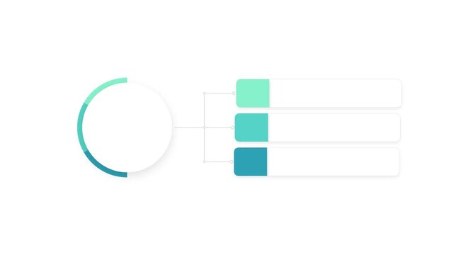Circular loading bar with three stacked progress squares in blue gradient