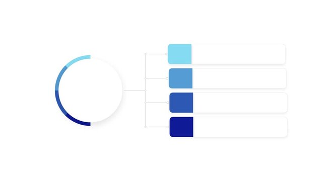 Blue progress circle with four square indicators for data loading animation