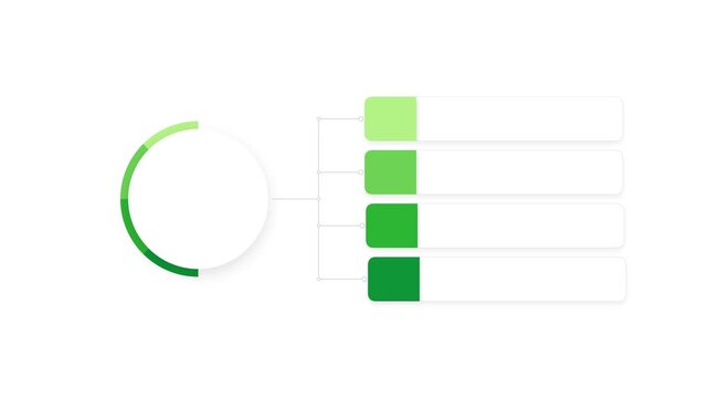 Green circular loading bar with four stacked progress indicator squares