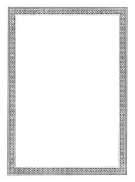 Vintage elegant line art border frame overlay isolated on transparent background (png). Antique monochrome frame  template with blank copy space for mockup design.