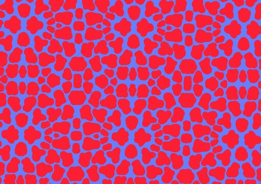 Retro Abstract Organic Pattern in Red and Blue, Bold Seamless Geometric Background