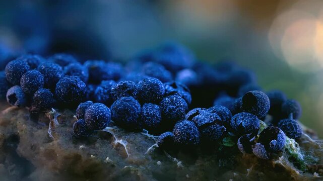 Slime Mold and Mold Growing in Extreme Macro, Microscopic Nature 4K Video. 