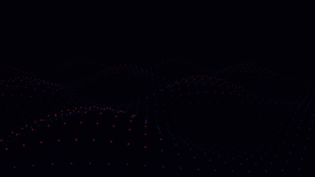Sci-Fi Digital Wave 3D Wireframe Particle Mesh Loop, Futuristic Quantum Data Stream Network Waveform HUD