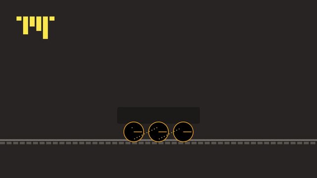 Minimalist loading animation with rotating wheels and progress bar for digital interface and user experience projects 4k