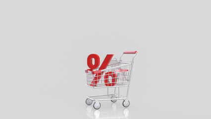 Discount Sale Concept With Shopping Cart And Percent Symbol 3d render. © niphon