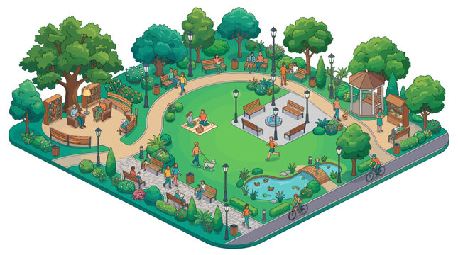 vibrant community park vibrant leisure space lush greenery recreational area lively public park scene