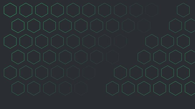 Abstract green hexagon pattern motion background, digital technology grid animation 4k honeycomb