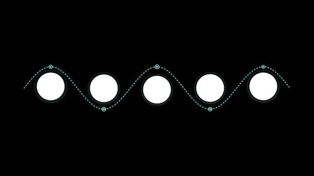 Sine wave animation with circular markers on a digital timeline