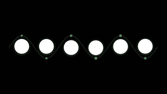 Sine wave animation with white circles moving along a dashed path