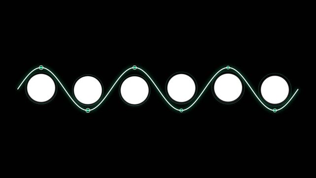 Sine wave animation with glowing dots moving along a digital signal line