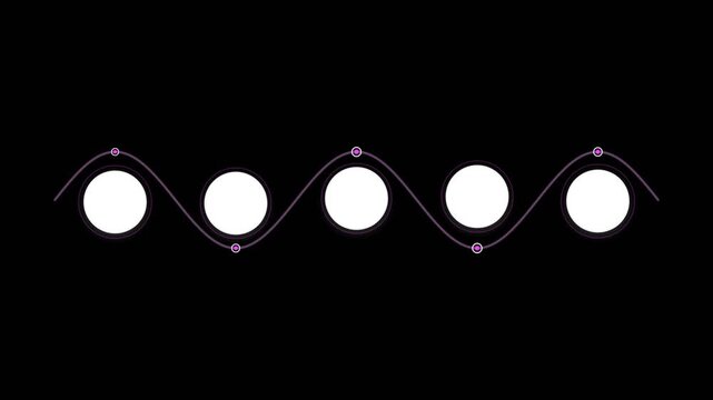 Sine wave animation with glowing circles moving along a path