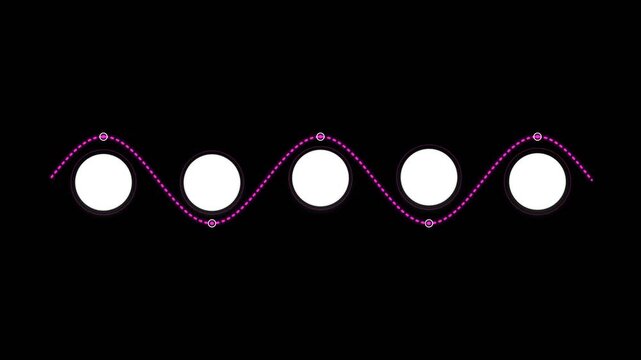 Pink neon sine wave animation with circular motion path on dark background