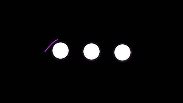 Loading animation with three white dots and a purple wave motion