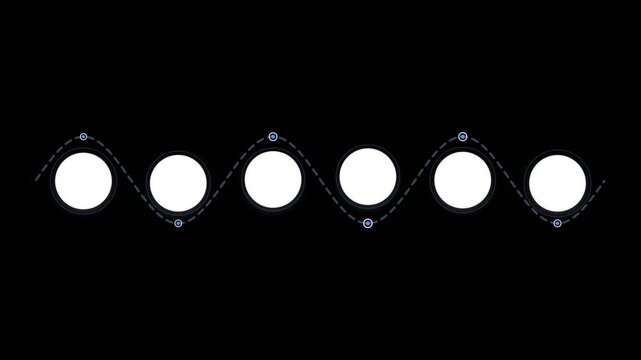 Sine wave animation with white circles moving along a dashed path