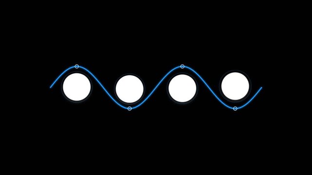 Blue sine wave animation with circular markers on a black background