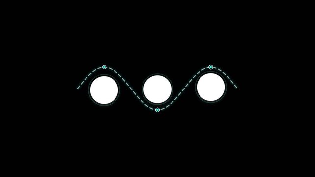 Sine wave animation with glowing dots moving along a dashed path