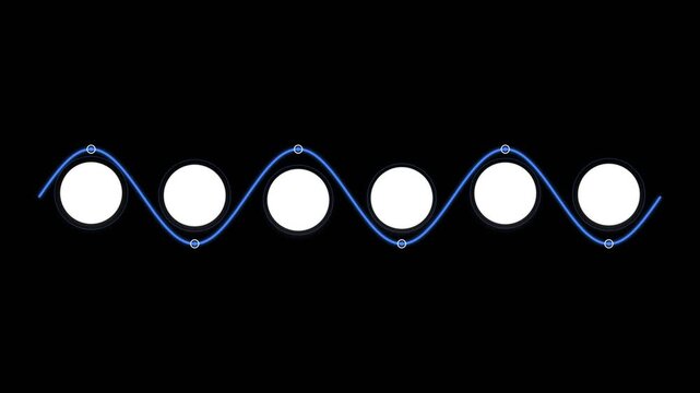 Blue sine wave animation with circular markers on a digital graph