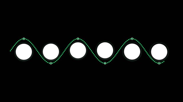 Loading dots animation with a green wave path motion graphic